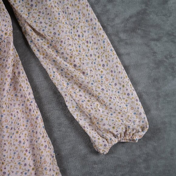 NWOT Forever 21 Cottage Core Chiffon Dusty Rose Pink Floral dress Size Large - Picture 4 of 6